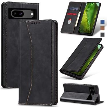 Imagem de Jasonyu Flip Carteira Capa para Google Pixel 8A,Capinha Folio Magnética de Couro com Suporte para Cartão,Suporte para Chute - Protetora Durável de TPU à Prova de Choque para Telefone,Preto