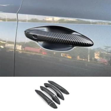 Imagem de GZBFTDH Guarnição das capas da maçaneta da porta lateral do carro, para Hyundai Santa Cruz 2022 2023, conjunto de acessórios exteriores de fibra de carbono conjunto de 4 peças