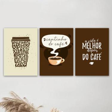 Imagem de Kit 3 Placas Decorativas Cantinho Do Café 20X30 - Mais Home