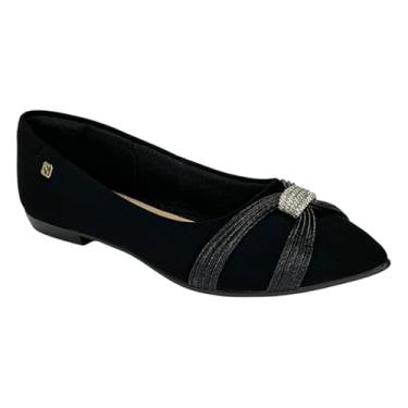Imagem de Sapatilha Santinelli Nobuck Strass Bico Fino 1266-736 Preto