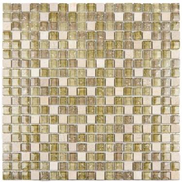 Imagem de PASTILHA DE VIDRO COM PEDRA GS302 - GLASS STONE CREME CRAQUELADA 31x31