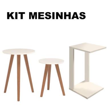 Imagem de Jogo Mesa Lateral Pé Palito e Mesinha Decoração Canto Mdf - Colomi