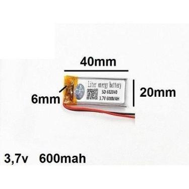 Imagem de Bateria  3,7v   600mah 6mm X 20mm X 40mm   602040 - bgb