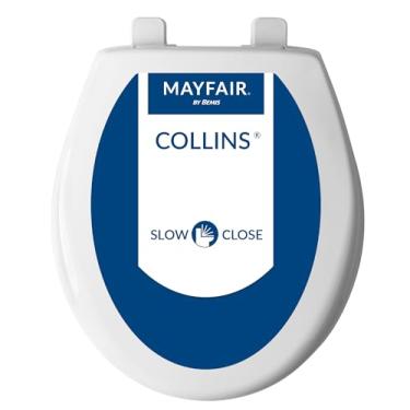 Imagem de MAYFAIR Assento sanitário de plástico 8100SL 000 Collins com fechamento lento que nunca vai soltar, com amortecedores super aderentes, redondo, plástico sólido de longa duração, branco