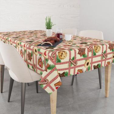 Imagem de Toalha De Mesa Retangular 6 Lugares Tecido Oxford Natalina Biscoitos X