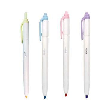 Imagem de kit 04 Marca Texto Retrátil Ponta Chanfrada Tom Pastel BRW