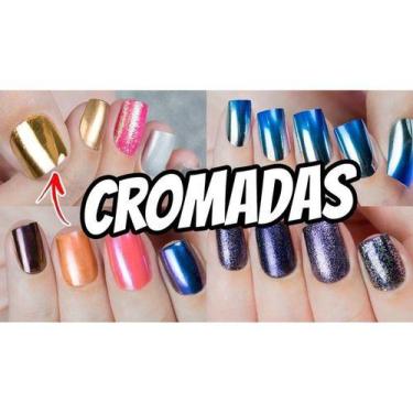 Imagem de Kit 10 Unhas Postiças Cromadas + Cola - oem, azul