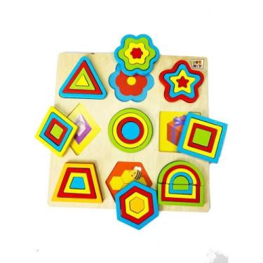 Imagem de Brinquedo Pedagógico de Madeira Encaixe Divertido Formas e Cores - Toy