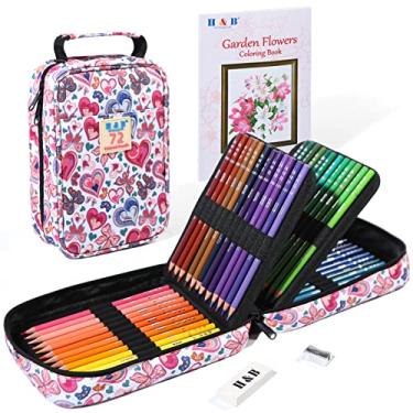 Imagem de H & B Conjunto de 72 lápis de cor para adultos, lápis de colorir de núcleo macio com livro de colorir e bolsa de armazenamento portátil para desenhar, colorir, suprimentos de arte para presente para artistas, adultos, crianças e iniciantes