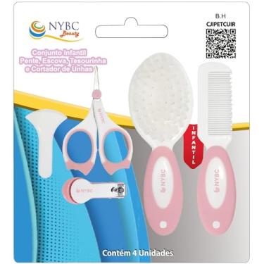 Imagem de NYBC Beauty Conjunto Infantil 4 Peças, Pente, Escova, Tesoura e Cortador de Unhas, Rosa