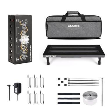 Imagem de Placa de pedal para guitarra Ghost Fire com fonte de alimentação, liga de alumínio de 40 x 17 cm, pedalboard dobrável 9 V/15 V, placa de pedaleira superleve de 0,7 kg com bolsa de transporte, SPL-02 e