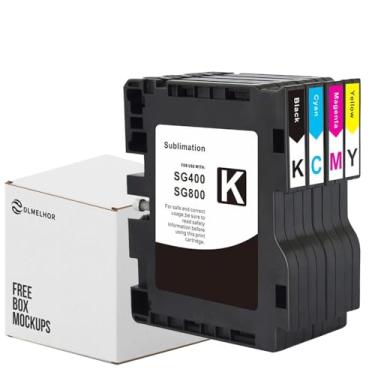 Imagem de DLMELHOR Cartucho de tinta de sublimação SG400 SG800, pacote com 4, alto rendimento, compatível com impressora Sawgrass Virtuoso SG400 SG800 RICOH SG3110 SG2100N SG3100, 1 preta, 1 ciano, 1 magenta, 1