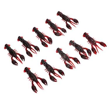 Imagem de Crawdad Isca macia, 10 peças iscas artificiais de camarão PVC, iscas elásticas de camarão para pesca de robalo, verde, um pacote com dez iscas portáteis (pacote com dez)