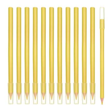 Imagem de PATIKIL Conjunto de lápis de cor pré-afiados, 12 peças de lápis de cor a óleo com tampa de ponta de lápis de plástico, haste hexagonal, lápis de madeira para artistas, pintura artística, amarelo