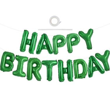 Imagem de Banner de Balões de Aniversário TONIFUL - Letras em Mylar Verde de 40c