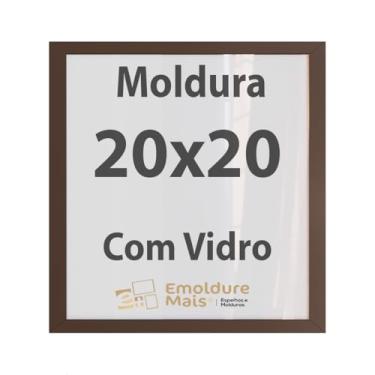 Imagem de Moldura 20x20 Marrom Com Vidro, para Quadros Decorativo para sala, quarto, escritório, poster, casa, fotos, Certificados, Diplomas, Alvara Porta Retrato.