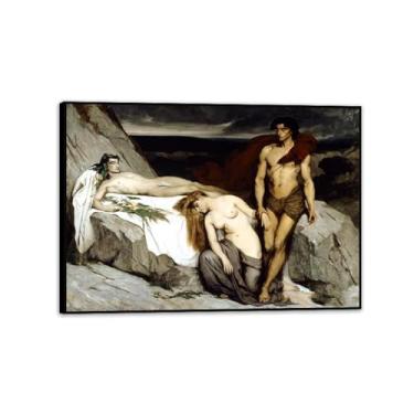 Imagem de Impressões emolduradas em preto The Death por Lawrence Alma Tadema, reprodução de pintura a óleo, impressão giclée em tela, arte de parede pronta para pendurar para decoração de quarto de casa. 100 x