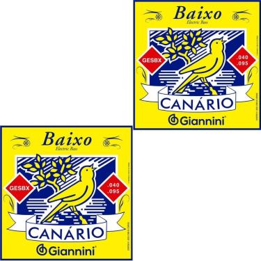 Imagem de Kit 2 Encordoamento Baixo Giannini 4 Cordas Canário GESBX Aço 0.040