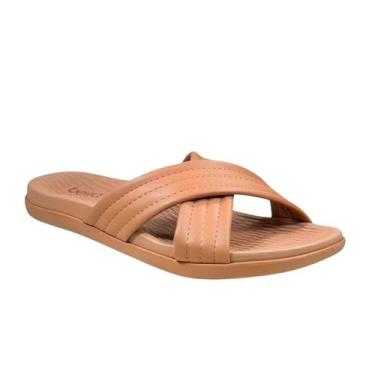 Imagem de Tamanco Beira Rio Feminino Casual Tiras Cruzadas Nude, 36