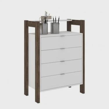 Imagem de Gaveteiro 4 Gavetas AZ1012 Tecno Mobili Branco/Preto Onix