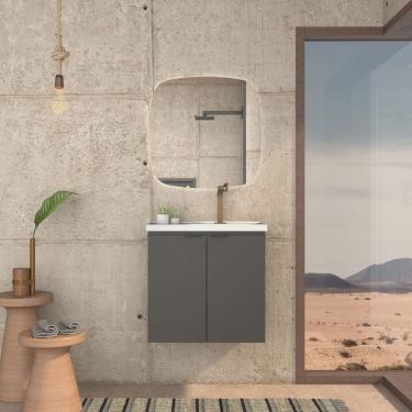 Imagem de Gabinete para Banheiro em Madeira com Lavatório Aster 60 Preto