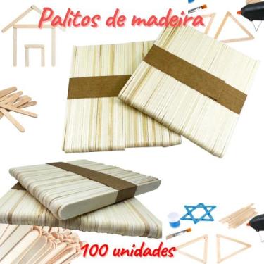 Imagem de Palitos de madeira com 100 unidades para Trabalho escolar, Picolé, Cul
