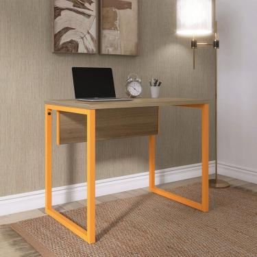 Imagem de Mesa para Escritório Industrial 90cm Pe25 Noce Naturalle/Laranja Picasso