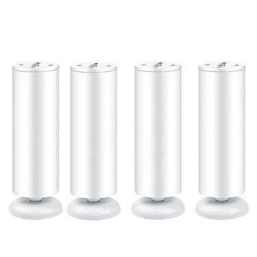 Imagem de LOMDEM 4 x pernas de móveis de aço inoxidável pernas de mesa armários de metal extensores de pés estante pés ferragens de móveis ajustáveis, branco-25 cm