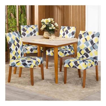 Imagem de Kit Capa de Cadeira Estampada 4 Lugares Malha Gel - Lenharo Enxovais, 