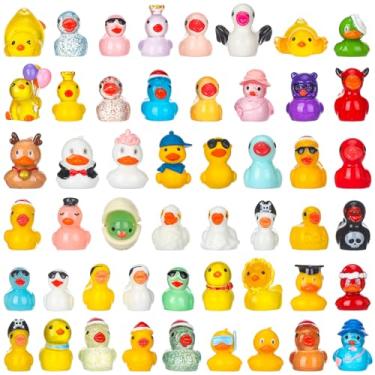 Imagem de Leyndo 50 peças mini resina patos coloridos de plástico pequenos animais para esconder figuras pequenas estatuetas artesanato ornamento para jardim casa de bonecas micro decoração de paisagem