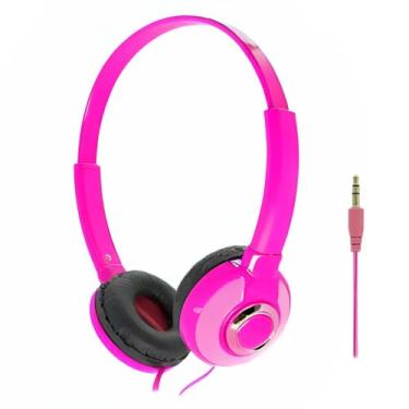 Imagem de Fone De Ouvido Com Haste Ajustável Preto Para Celular PC Tablet Computador Cor Rosa