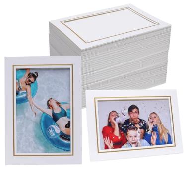 Imagem de Meonua Pacote com 100 molduras de papel, porta-retratos de papelão, 10 x 15 cm, com cavalete, porta-retratos de papel, molduras de galeria a granel para bricolage, casamento, formatura, sala de aula