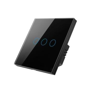 Imagem de ZigBee Tuya Smart Light Touch Switch EU Sem Fio Neutro Sem Capacitor Necessário Vida Inteligente 1/2/3 Gang Voice Control-1011ZC-BLACK-03