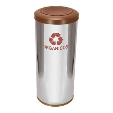 Imagem de Lixeira Em Aço Inox Com Tampa Meia Esfera Pintada 30L - JSN