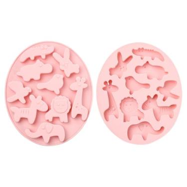 Imagem de UR URLIFEHALL 2 peças de moldes de silicone de animais rosa, antiaderentes, elefante, pássaro, coelho, girafa, formas de assar para fazer você mesmo, chocolate, doces, geléia, cubo de gelo, muffin