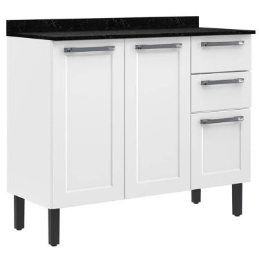 Imagem de Balcão Florença 105cm 3 Portas 2 Gavetas Itatiaia Cor Branco