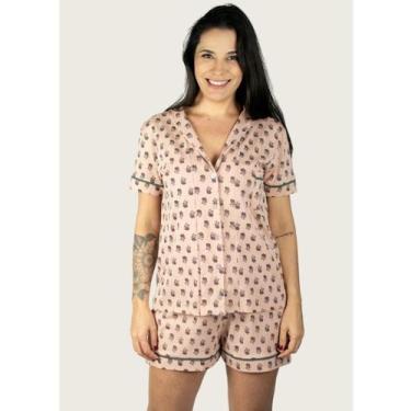 Imagem de Pijama Americano Manga Curta Algodão  Rose Floral - Piante Pijamas, P