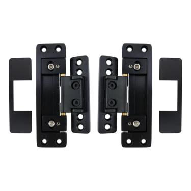 Imagem de Crapyt Dobradiças de porta ocultas, liga de zinco, porta oculta, invisível, silenciosa, dobradiça ajustável com parafusos para banheiro ou armário, 2 peças, preto