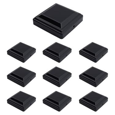 Imagem de Tsnamay 8 cm x 8 cm / 80 mm Tampas de poste de ferro galvanizado para caixas de correio de varanda de deck capas de metal, 10 peças pretas
