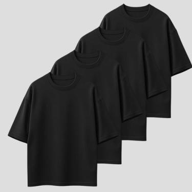 Imagem de Kit 4 Camiseta Oversized Blusão Gola Alta Tecido Grosso Malhão Premium