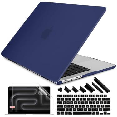 Imagem de DONGKE Compatível com capa M5 MacBook Pro 35.6 cm M4 M3 M2 M1 2025 2024-2021 A3434 A3112 A3401 A3185 A2918 A2992 A2779 A2442 Pro Max com Touch ID. Capa rígida de plástico, fosco Azul-marinho