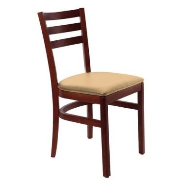 Imagem de Cadeira Paris Gigi em Madeira Castanho Escuro c/ Encosto Vazado Estofa