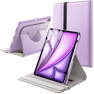 Imagem de JETech Capa Giratória para iPad Air 13 Polegadas M3/M2 (2025/2024) com Porta-Pencil, Capa Protetora Fólio de Couro PU com Rotação de 360 Graus (Roxo)