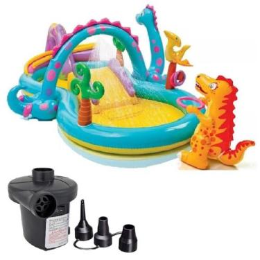 Imagem de Piscina inflável playground intex mundo dos dinossauros 333x229x112cm 