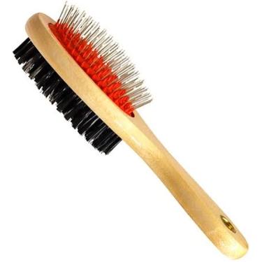 Imagem de Escova Dupla de Madeira Com Cerdas Bolinha Savana Pet Tamanho G