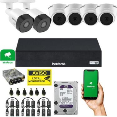 Imagem de Kit CFTV Intelbras Full HD 6 Câmeras DVR 8 Canais e HD 2TB