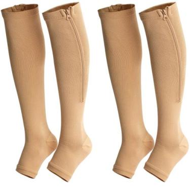 Imagem de Kit 2 pares Meias compressão tratamento varizes trombose zíper - SWG, 