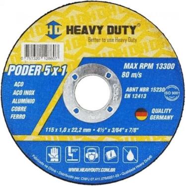 Imagem de DISCO DE CORTE INOX 5X1V 115X1,0X22,2 - 20 Unidades - HEAVY DUTY