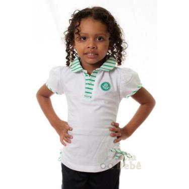 Imagem de Camiseta Palmeiras Polo Branca Infantil Feminina Oficial - Revedor, Ta