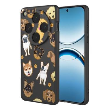 Imagem de HTXWXJC Capa de telefone para Oppo Find X8, CPH2651, PKB110 à prova de choque flexível bumper TPU capa macia padrão cão capa de telefone para Oppo Find X8 Black Dog